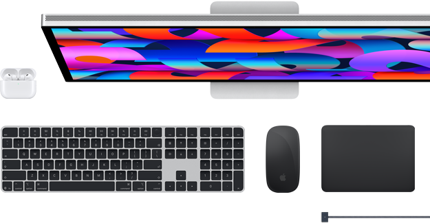 Mac accessories: AirPods, Studio Display, Magic Keyboard, Magic Mouse, Magic Trackpad, MagSafe charge cable